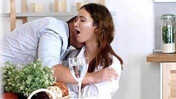 gisha wakes up bent over for hardcore anal ride