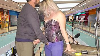 couple fucks wildly in crowded public mall