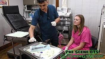 nurse tyler lynn seduces dr. canada backstage with her shaved pussy spread wide