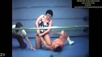 mixed nude wrestling gets intense and sweaty