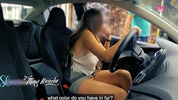 Naughty milf teases salesman without panties bra