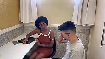 guy pounds gym receptionist bareback with big black cock