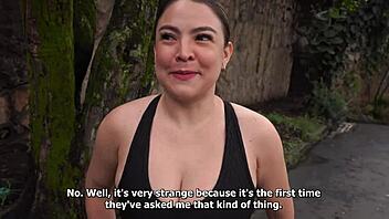 Colombian Busty Babe's Street Pickup By Muscular Brunette