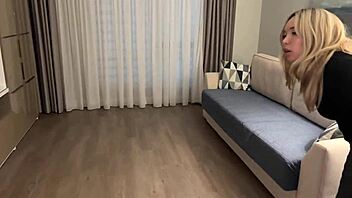 Blonde gets foot massage then penis play and fucking