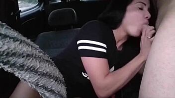 App driver fucks sexy latina in traffic