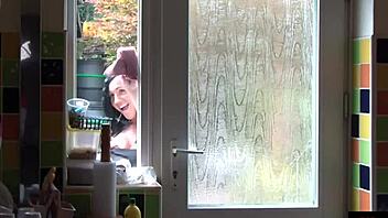 busty 18+ teen window cleaner craves horny lad's big cock, hot kissing and pussy eating