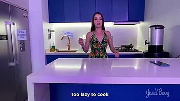 Delivery man tests huge dildos on eager customer