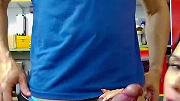 kalena mitrak sucks off mechanic swallows cum tool room