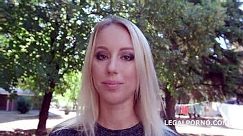 blonde kira thorn takes rough 5on1 double penetration gaping ass to mouth and swallows cum