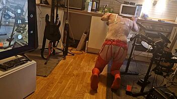 kit willer's ass ripped gaping wide by honey's monster cock in kitchen cumshot