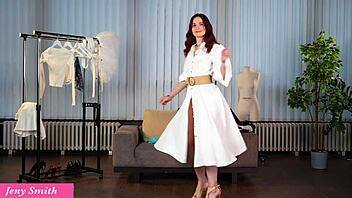 Miniskirt Heels Tease Reveals Shaved Pussy!