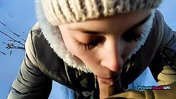 sexy russian babe delivers outdoor deepthroat blowjob passion