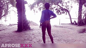 Naked mature struts ass on beach then blows and fucks in public streets