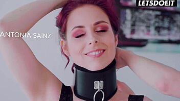 Kinky blonde roommates explore light bondage fingering and scissoring passion