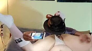 chocolate bunny milf makes white rabbit late with anal toys