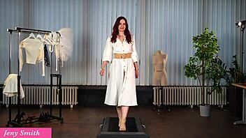 Miniskirt Heels Tease Reveals Shaved Pussy!