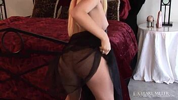 lacie hart teases big tits pussy clit in fishnets and lingerie