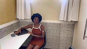 guy pounds gym receptionist bareback with big black cock