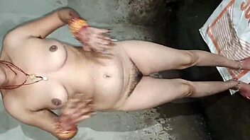 sexy babe pees in bathroom dirty talk pierced nipples outdoor