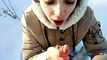 sexy russian babe delivers outdoor deepthroat blowjob passion