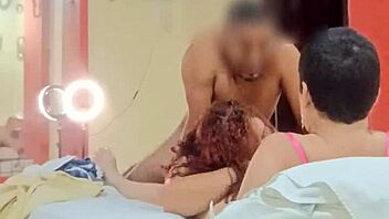 submissive latina prostitute used hard by couple in threesome