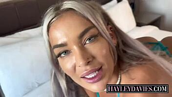 blue-eyed bubble butt blonde bends over doggystyle after sloppy face fuck and lick