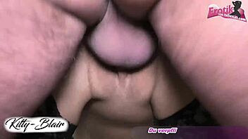 Private amateur German blonde MILF threesome creampie swallow no condom