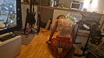 kit willer's ass ripped gaping wide by honey's monster cock in kitchen cumshot