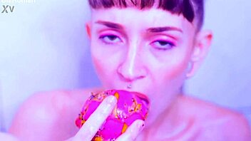 barefoot goddess crushes juicy fruit with toes while gagging deepthroat 😩👣💦