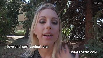 blonde kira thorn takes rough 5on1 double penetration gaping ass to mouth and swallows cum