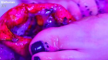 barefoot goddess crushes juicy fruit with toes while gagging deepthroat 😩👣💦
