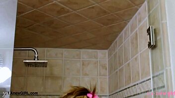 sweet teen blonde teases her body in steamy bath