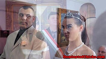 Gorgeous bride bound dominated rough post-wedding cumshot fetish