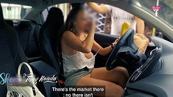 Naughty milf teases salesman without panties bra