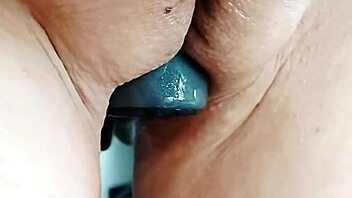 mature wife flashes her huge shaved pussy lips homemade