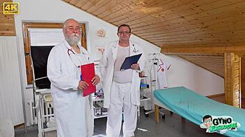 Ariela Donovan's pussy examined deep by old gynecologists!