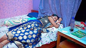 juicy indian housewife's romantic bedroom blowjob turns into deep pussy pounding