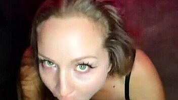 hot blonde deepthroats bbc first time creampie