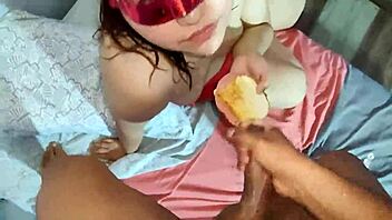 Bound bbw slave savors deepthroat cum on sandwich
