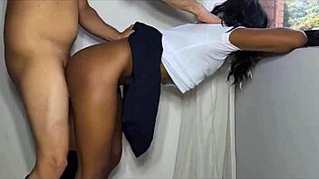 Petite Latina whore picked up for uniform doggystyle pounding