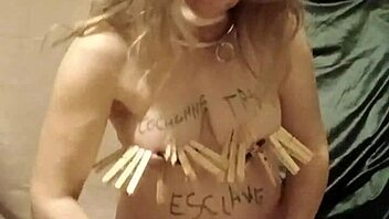 Bound maid slut endures pins, candles, and humiliating self-torment session