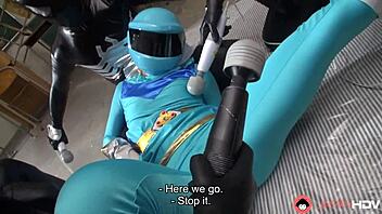 Japanese babe in blue uniform takes group toy sex uncensored