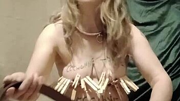 Bound maid slut endures pins, candles, and humiliating self-torment session