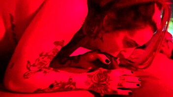 hot tattooed girl pounded hard in redroom
