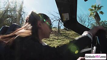 petite brunette babe smothers lesbian cop with hairy pussy facesitting in office