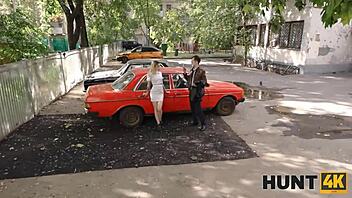 russian virgin girlfriend's shaved pussy deflowered on sofa while cuckold watches