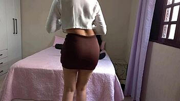 Hot wife strips moans begs husband creampie her pregnant