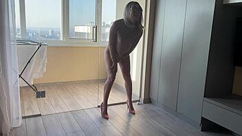 a busty milf rams huge toy deep squirts wildly alone