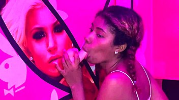 brunette teen stuffs huge dildo in her wet pussy solo