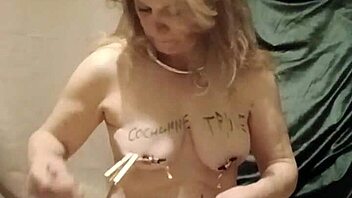 Bound maid slut endures pins, candles, and humiliating self-torment session